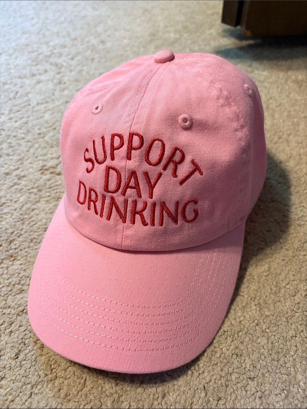 Pink 'Support Day Drinking' Embroidered Baseball Cap